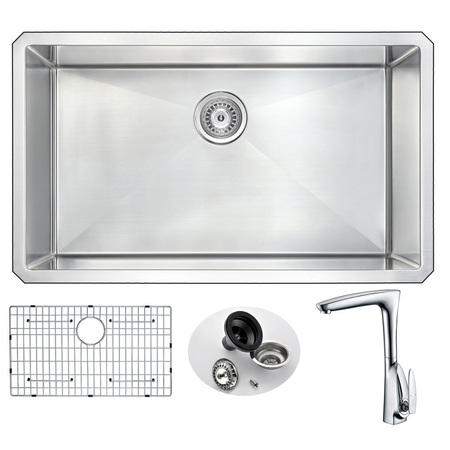 ANZZI Vanguard Undermount 32" Kitchen Sink and Polished Chrome Timbre Faucet KAZ3219-034